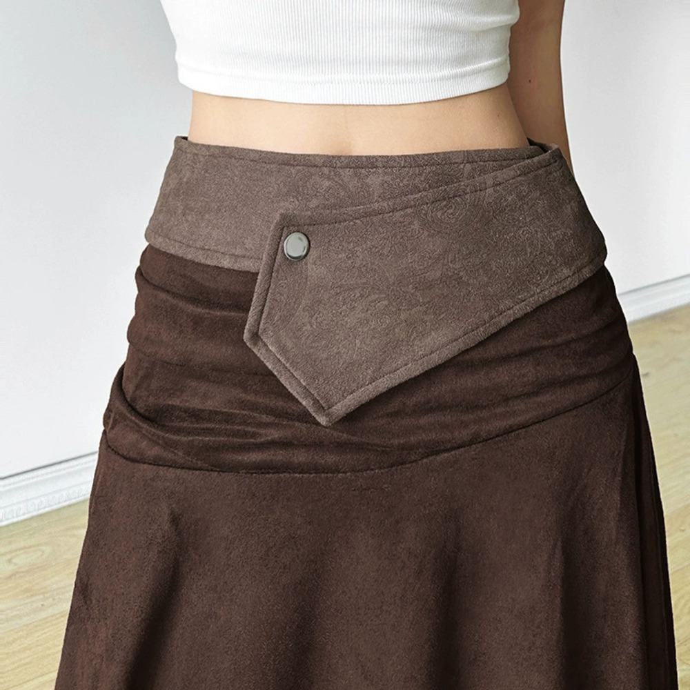 ZARA Fall Breeze High Waist Pleated Asymmetric Hem Elegant Flowy Skirt